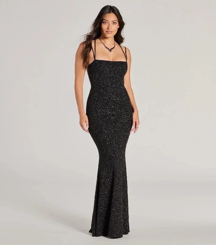 Jade Lace-Up Mermaid Glitter Formal Dress