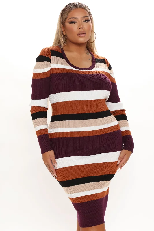 Janie Sweater Midi Dress - Purple/combo