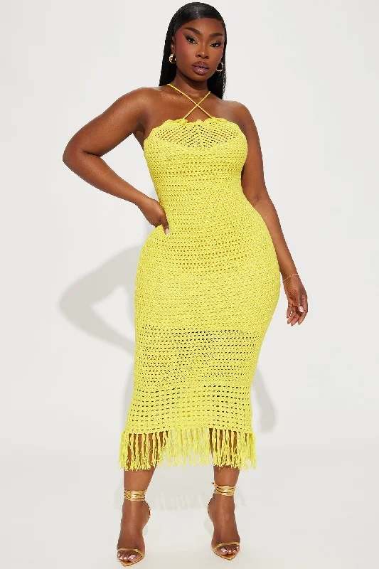 Jazmin Crotchet Midi Dress - Yellow