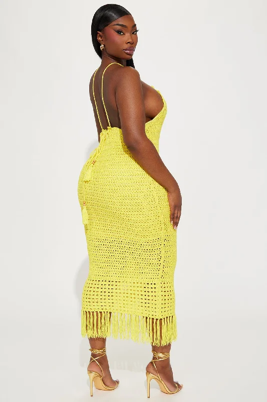 Jazmin Crotchet Midi Dress - Yellow