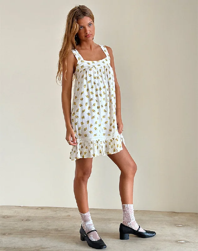 Karina Dress in Funshine Floral Off White