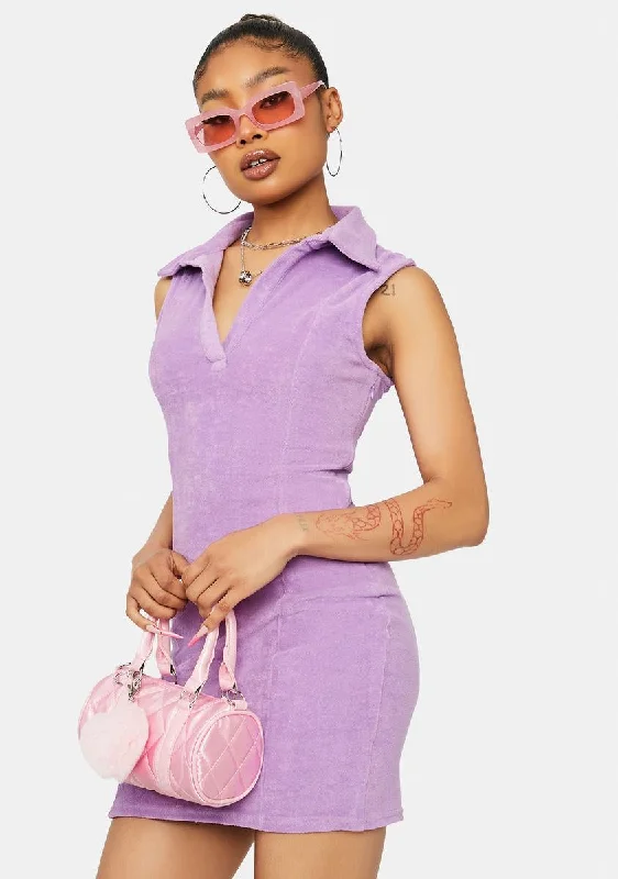 Lilac Up To You Terry Cloth Mini Dress