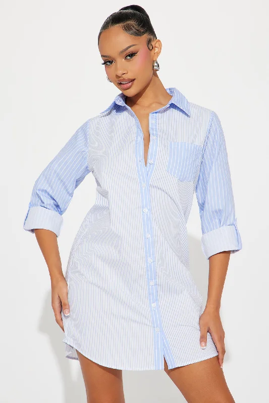 Liza Mini Shirt Dress - Blue/combo