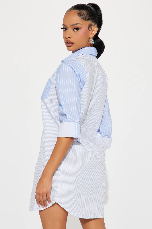 Liza Mini Shirt Dress - Blue/combo