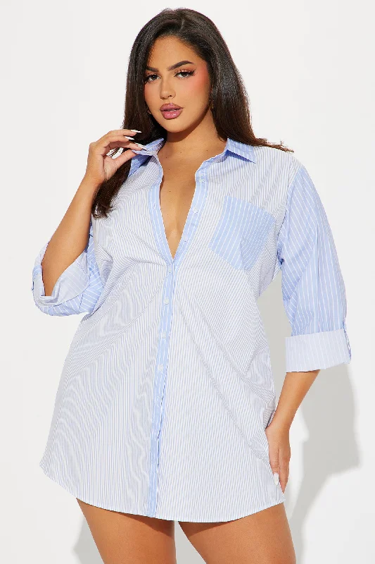 Liza Mini Shirt Dress - Blue/combo