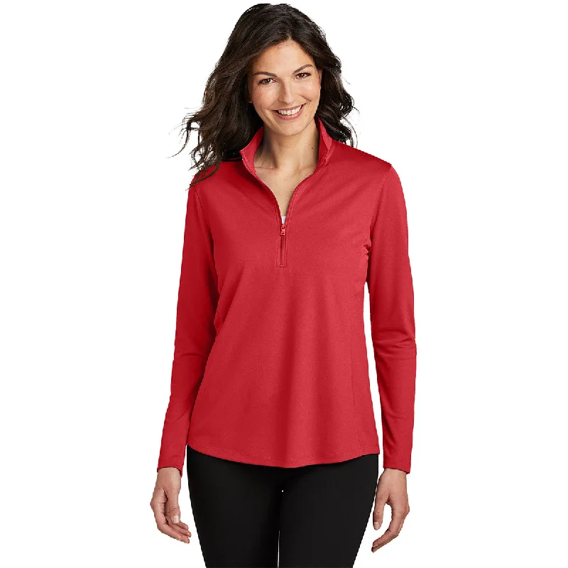 Port Authority Women's Rich Red Dry Zone UV Micro-Mesh 1/4 Zip