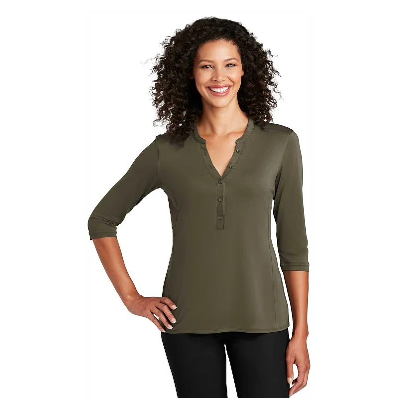 Port Authority Women's Deep Olive UV Choice Pique Henley