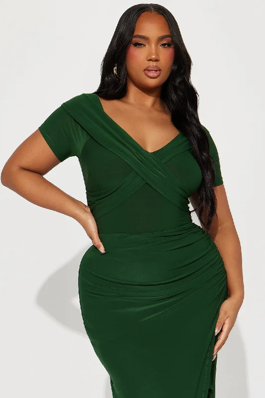 Lora Short Sleeve Midi Dress - Hunter