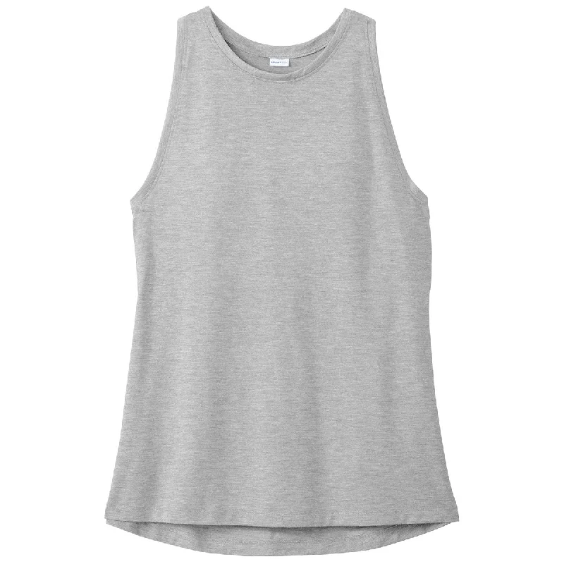 Sport-Tek Women's Light Grey Heather PosiCharge Tri-Blend Wicking Tank