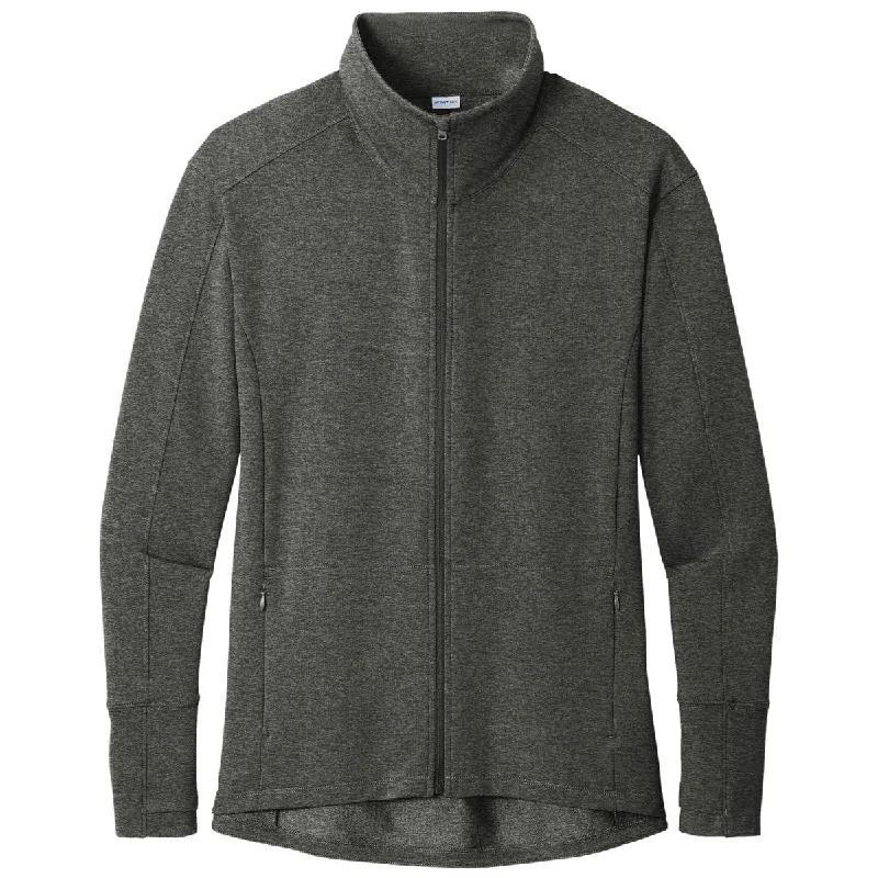 Sport-Tek Women's Dark Grey Heather Sport-Wick Flex Fleece Full-Zip