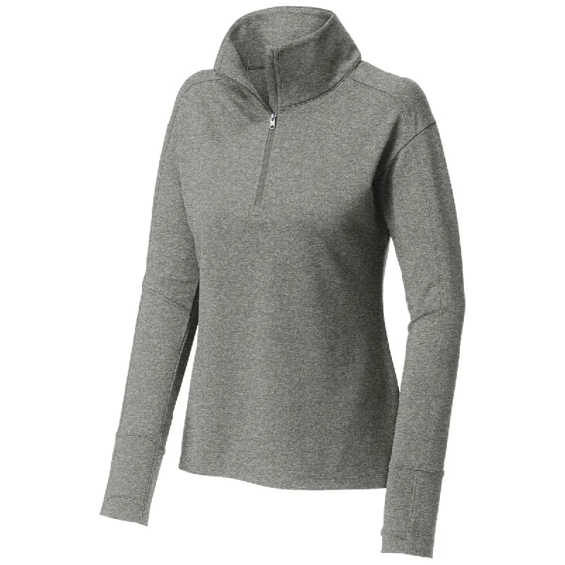 Sport-Tek Women's Light Grey Heather Sport-Wick Flex Fleece 1/4-Zip