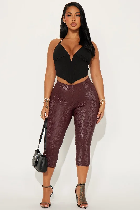 Make A Move Python Capri Legging - Wine