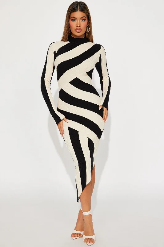 Mandy Sweater Midi Dress - Cream/combo