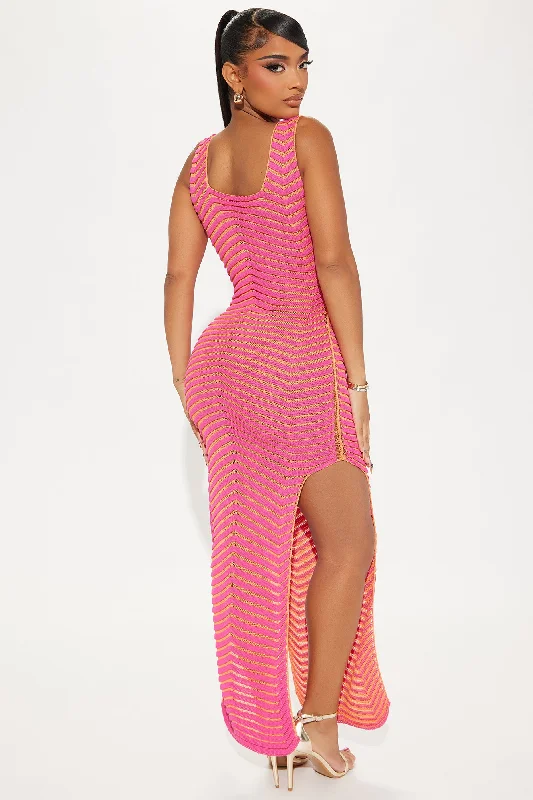 Melanie Knit Maxi Dress - Pink/combo