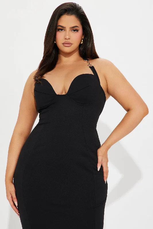 Midnight Stallion Midi Dress - Black