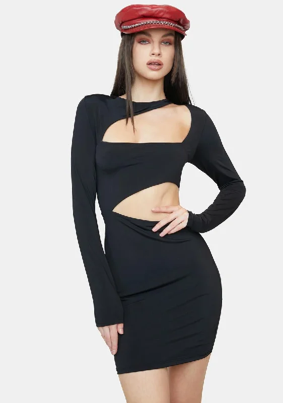 Midnight Take Advantage Cutout Mini Dress