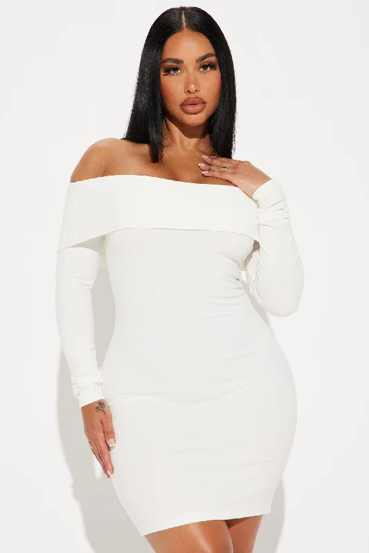 Modern Muse Long Sleeve Mini Dress - Off White