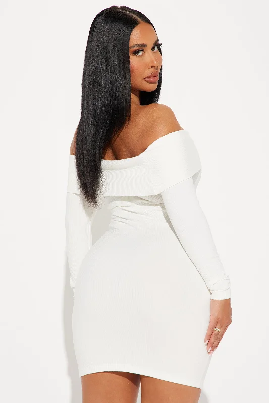 Modern Muse Long Sleeve Mini Dress - Off White