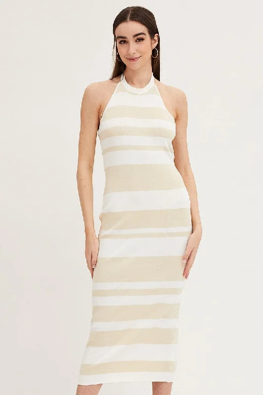 Multi Kint Midi Dress