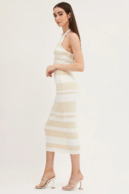 Multi Kint Midi Dress