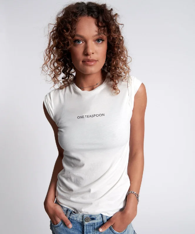 ONE TEASPOON ORGANIC FITTED LOGO TEE WHITE