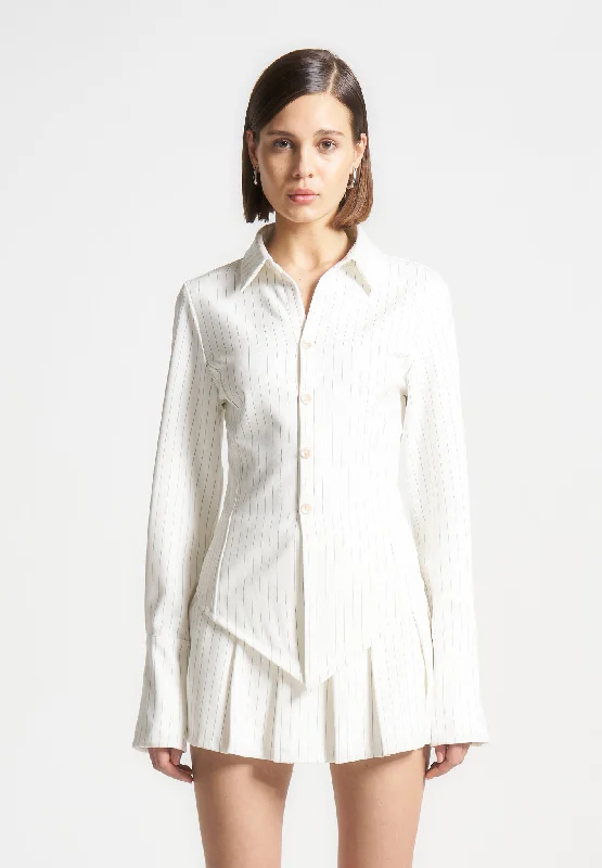 Pinstripe Angled Shirt - White