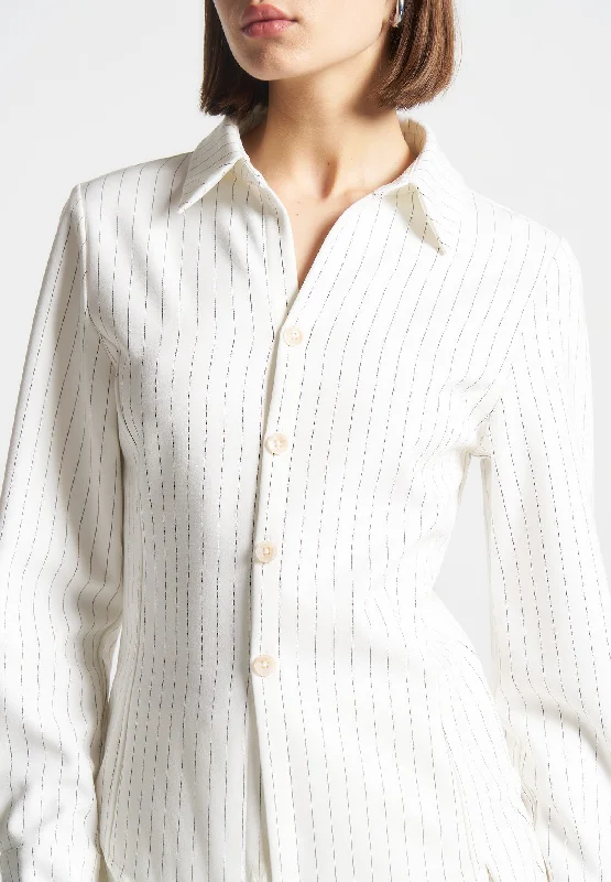 Pinstripe Angled Shirt - White