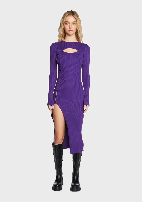 Plum Shortcut Midi Dress