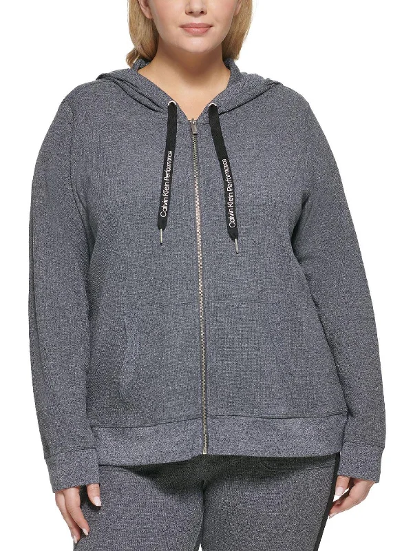 Plus Womens Waffle Thermal Hoodie