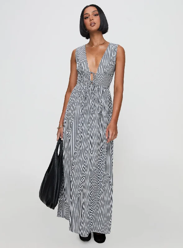 Pokey Maxi Dress Black / White Stripe