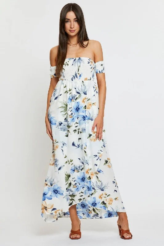 Print Maxi Dress Off Shoulder