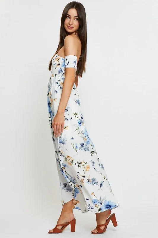 Print Maxi Dress Off Shoulder