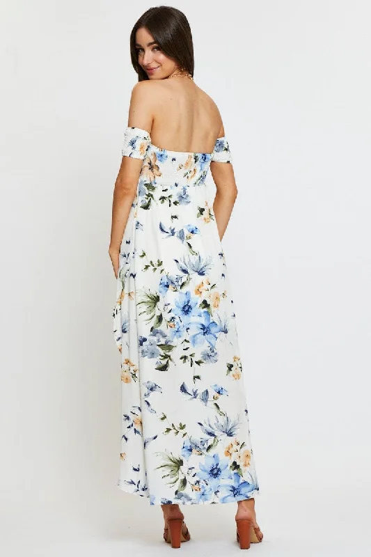 Print Maxi Dress Off Shoulder