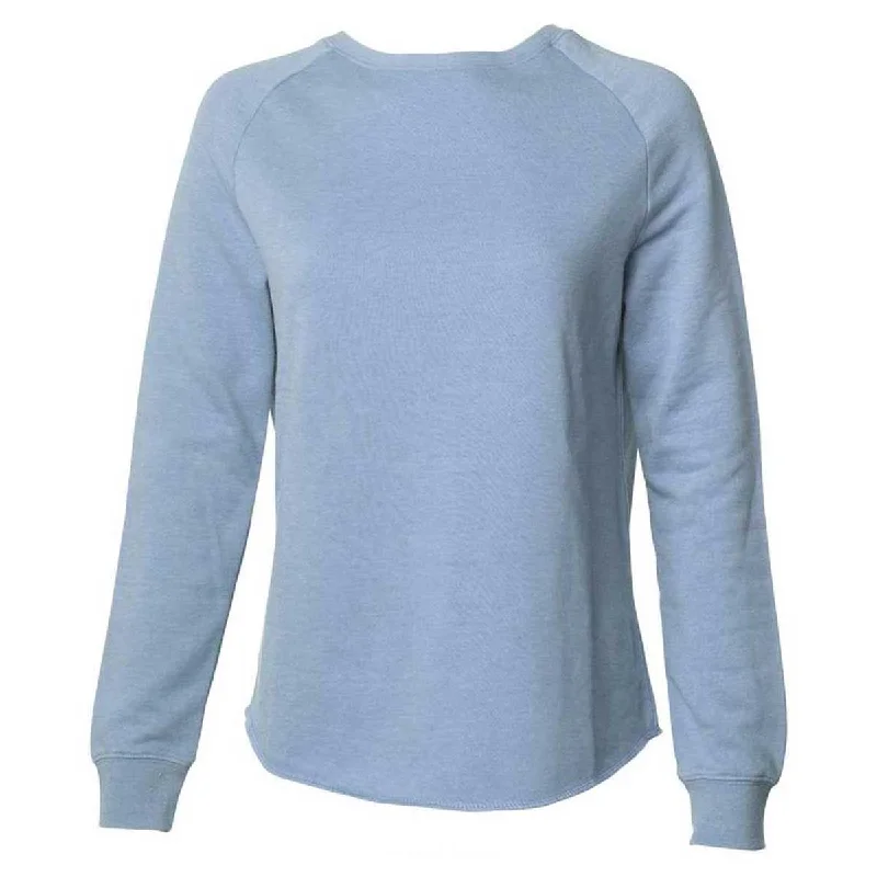 Independent Trading Co. Women's Misty Blue California Wave Wash Crewneck Sweatshirt