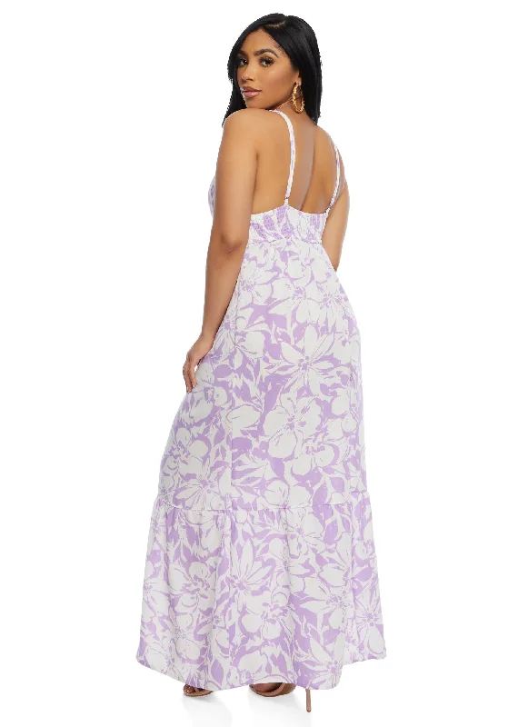 Haute Monde Floral V Neck Maxi Sundress