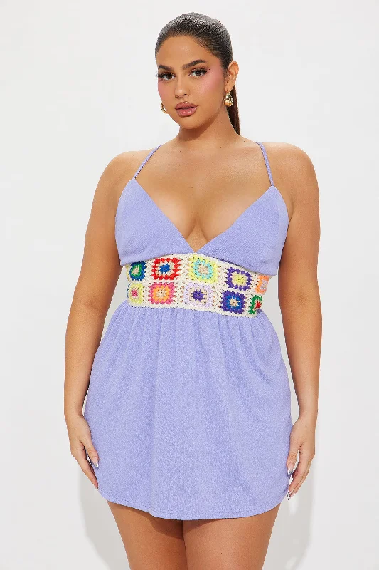 Raleigh Crochet Mini Dress - Purple