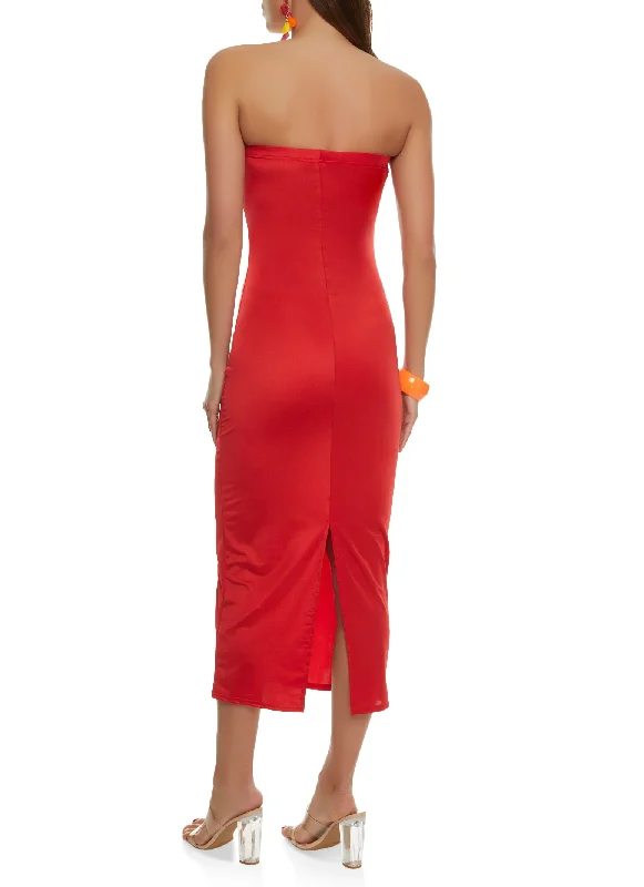 Back Slit Strapless Dress