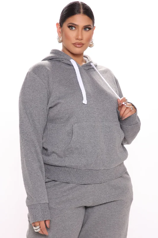 Relaxed Vibe Solid Hoodie - Heather Grey