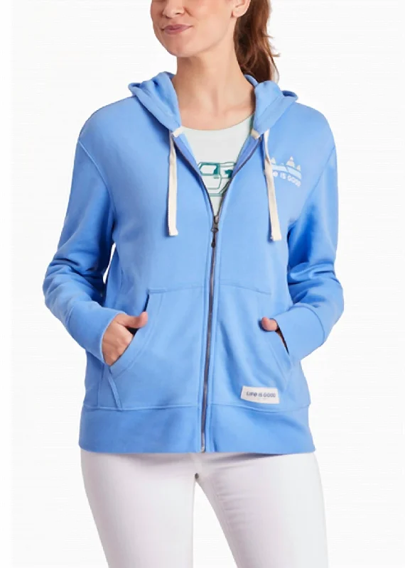 Retro Mountains Zip Hoodie In Cornflower Blue