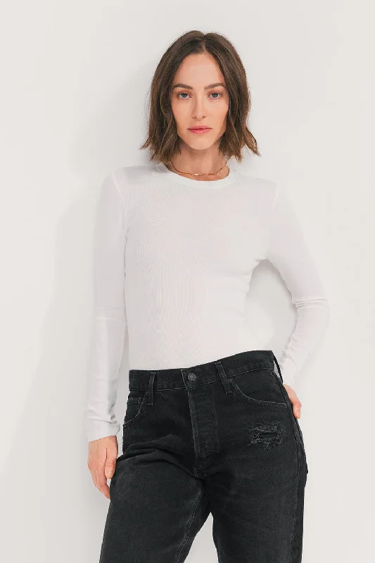 Rib Long Sleeve Crew (Brilliant White)