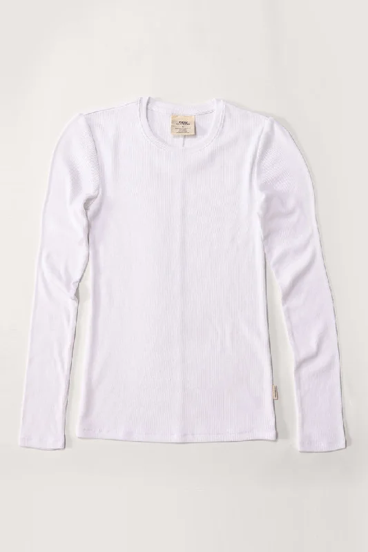 Rib Long Sleeve Crew (Brilliant White)