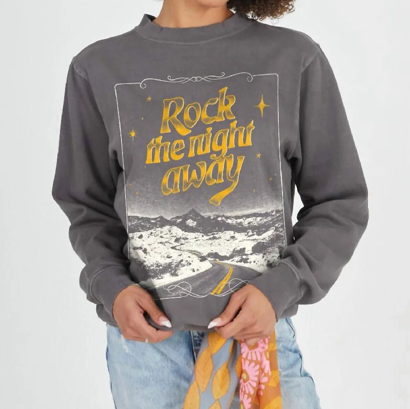 Rock The Night Away Fleece Top In Vintage Black