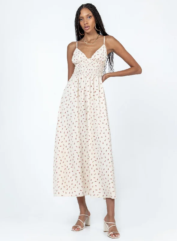 Roza Midi Dress Beige