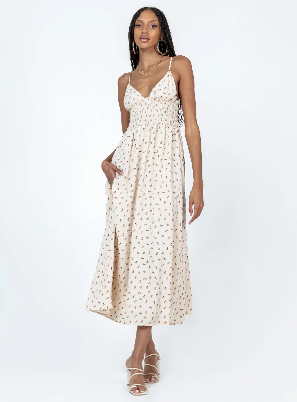 Roza Midi Dress Beige