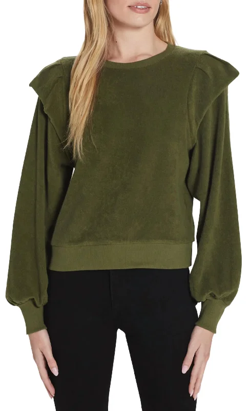 Ruffle Sweatshirt In Olive