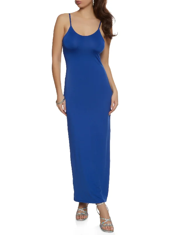 Solid Scoop Neck Sleeveless Maxi Dress