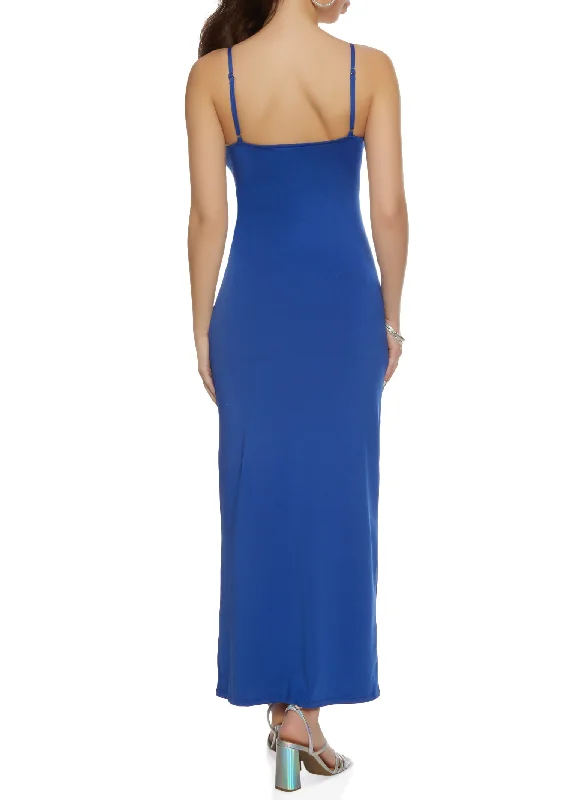 Solid Scoop Neck Sleeveless Maxi Dress