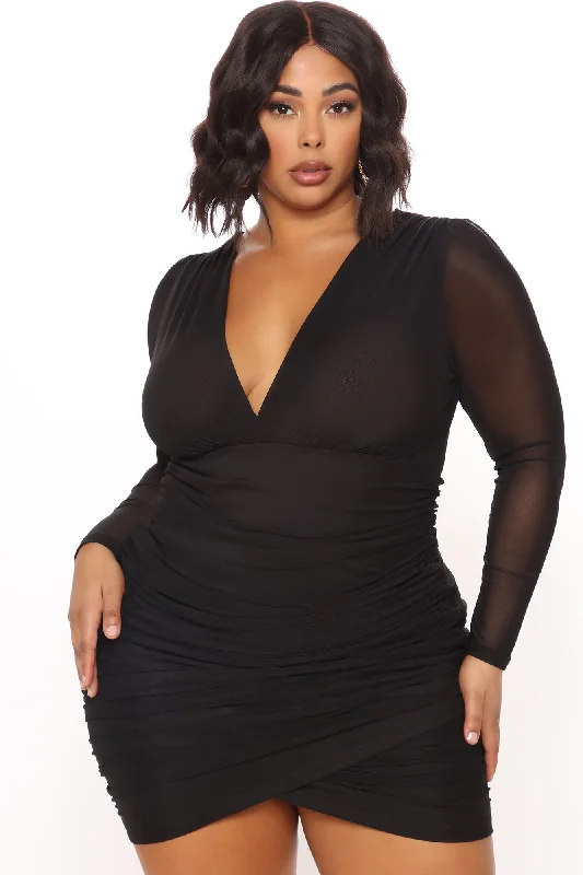 Sheer Goes Nothing Mini Dress - Black