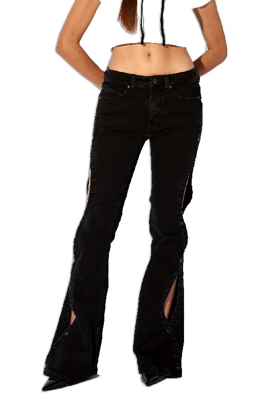 SIDE CUTOUT WIDE LEG JEAN | BLACK