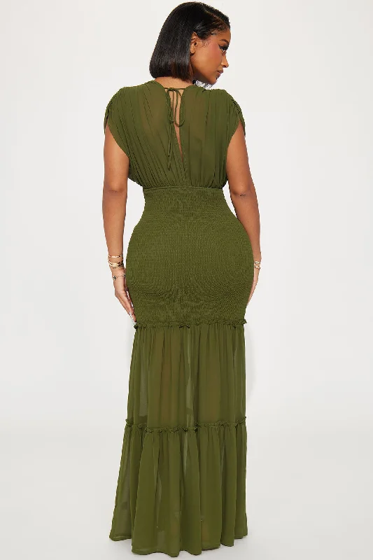 Sienna Chiffon Maxi Dress - Olive